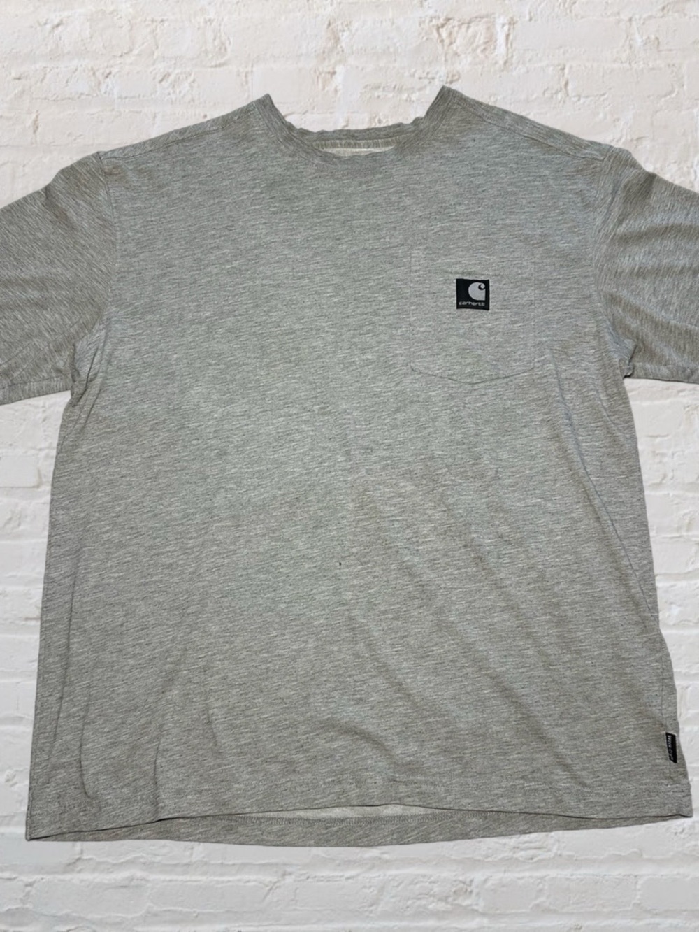 Carhartt Heather Grey Short-Sleeve Logo Pocket Basic Work Tee in Men’s Large